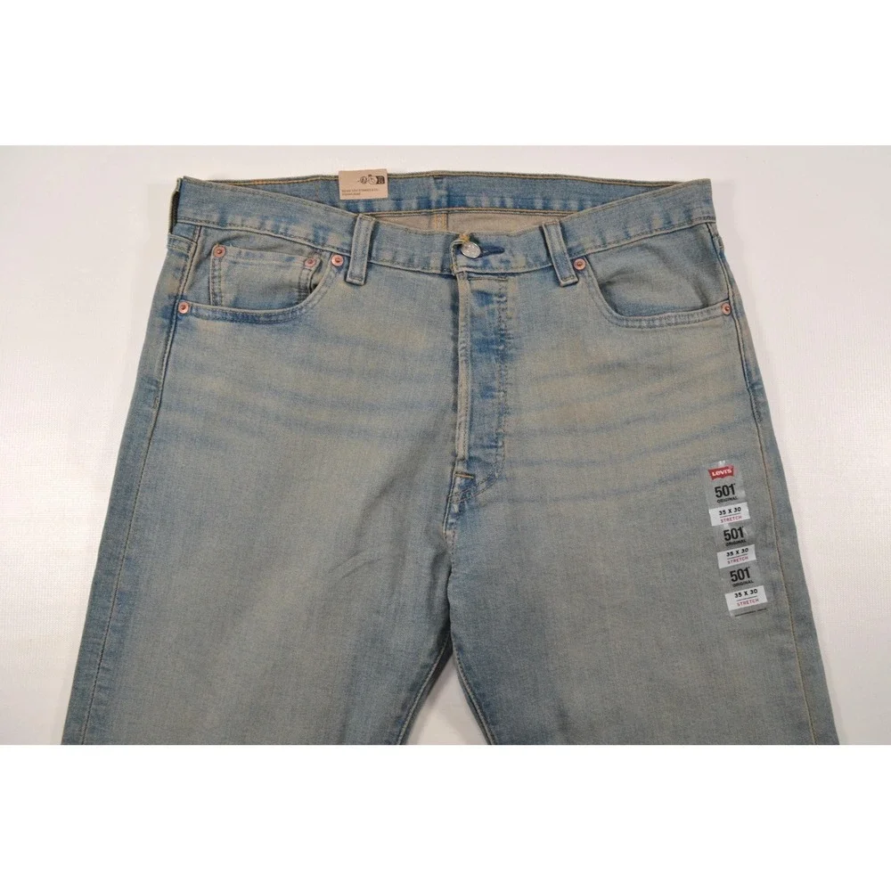Nwt's Levi's 501 Original Stretch Button Fly Blue Jean Denim Men's 35 x 30